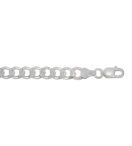 5.45mm Curb Pave Chain, 8" - 30" Length, Sterling Silver